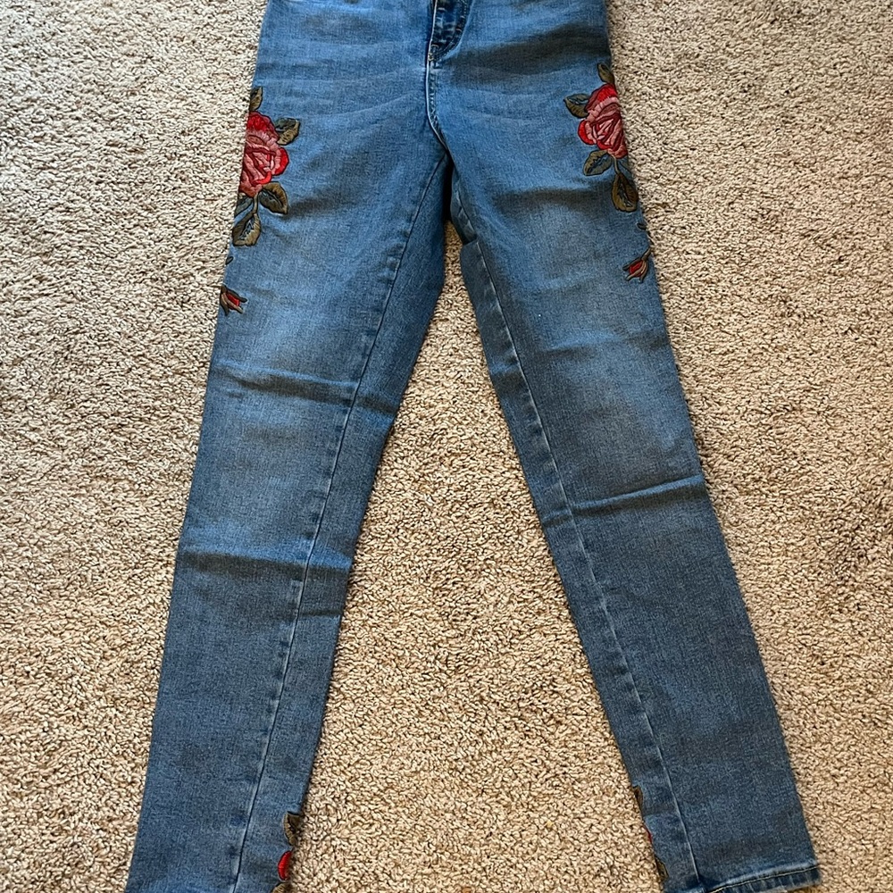 Rose embroidered Top Shop jeans